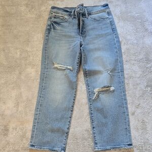 Express Light Blue Distressed Ankle Jeans